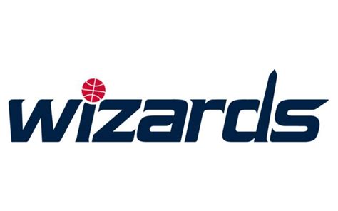 the wizard's logo is shown in blue and red, with a basketball on it