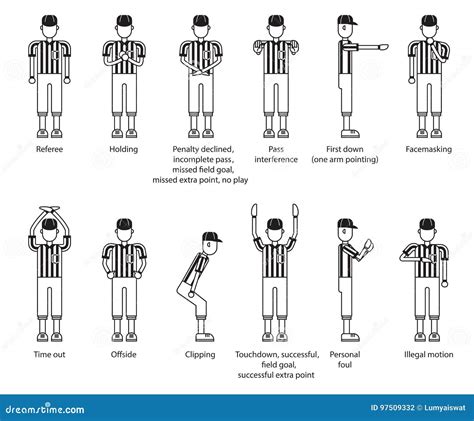 Referee American Football Icon Set Stock Vector - Illustration of ...