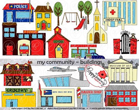 My Community Buildings Clipart: 300 Dpi Transparent Png - Etsy ...