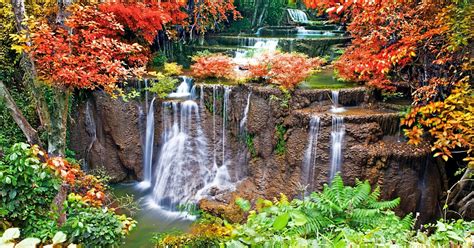 Flower Garden Dreamy Waterfall Wallpaper - WallpapersXplore | Free HD ...