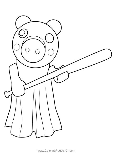 Piggy Holding Baseball Bat Roblox Coloring Page for Kids - Free Roblox Printable Coloring Pages ...