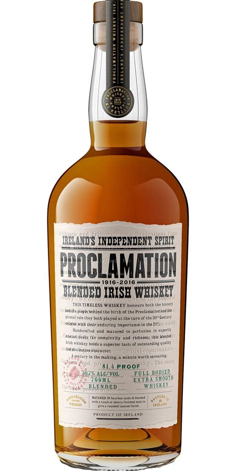 Proclamation Blended Irish Whiskey ITUT - Ratings and reviews - Whiskybase