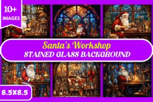 Santa's Workshop Stained Glass Graphic by Digital Art Studio · Creative Fabrica