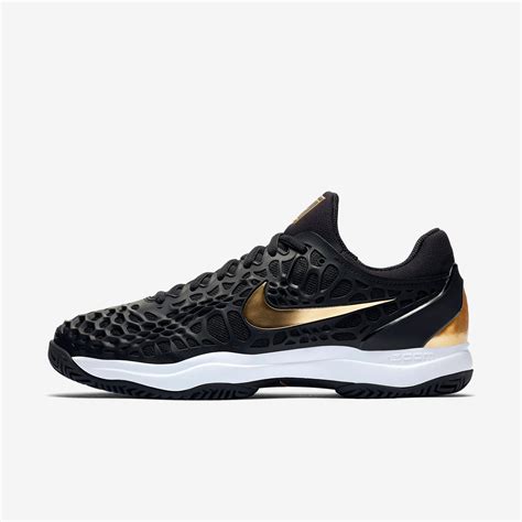 Nike Mens Zoom Cage 3 Tennis Shoes - Black/Metallic Gold - Tennisnuts.com