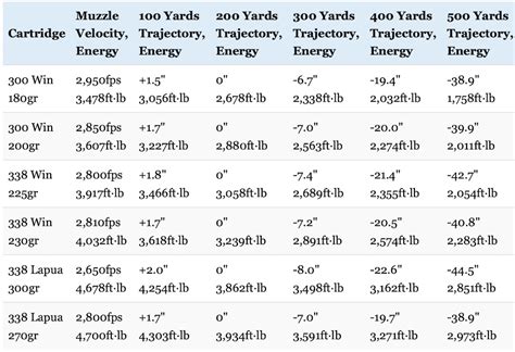 300 Win Short Mag Ballistics Chart