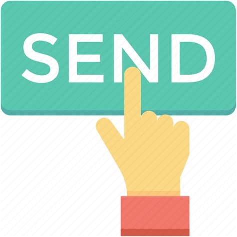 Click, hand gesture, press button, send, send button icon