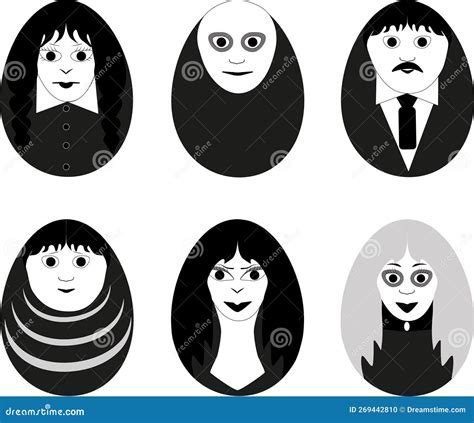 Easter Eggs Set Vector Illustration Stylised an Addams Family Stock ...