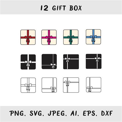 Gift Box Vector Svg, Gift SVG, Gift PNG, Gift Box Clipart for Designing, Gift Dxf File Png, Jpeg ...