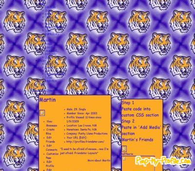 Tiger Friendster Layouts - Pimp-My-Profile.com