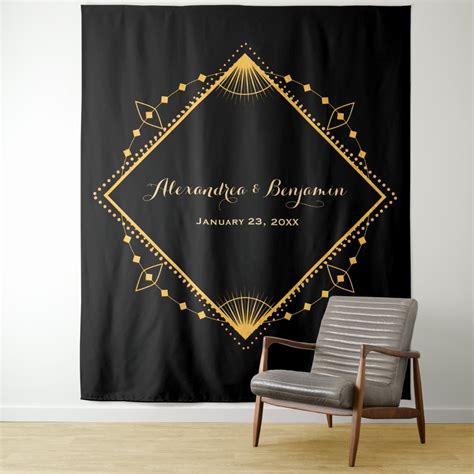 Elegant Wedding Gold Diamond Photo Booth Backdrop | Zazzle