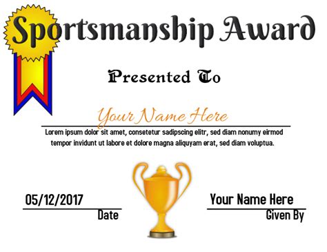 Sportsmanship Award Template | PosterMyWall