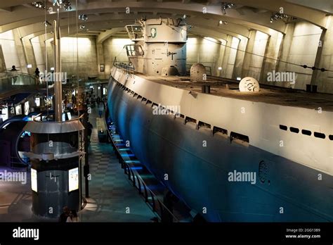 The U-505 German submarine (U-boat) on display at the Museum of Science ...