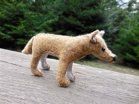 Small felt coyote, coyote soft sculpture, felt stuffed animal Sculpture Stand, Soft Sculpture ...