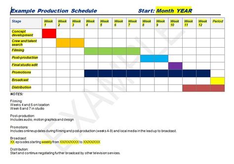 Production Schedule Template Excel