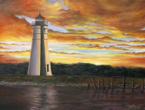 Lighthouse Sunset by Judy Merrell | Sunset painting, Lighthouse painting, Lighthouse art