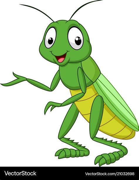 Cartoon grasshopper isolated on white background Vector Image