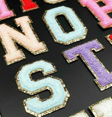 Gold Trim 5cm Black Chenille Iron-On Patch Letters — Patches "R" Us