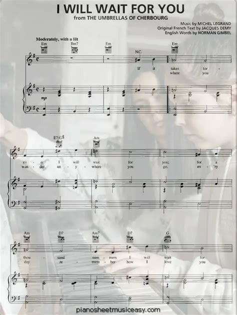 i will wait for you sheet music - E minor