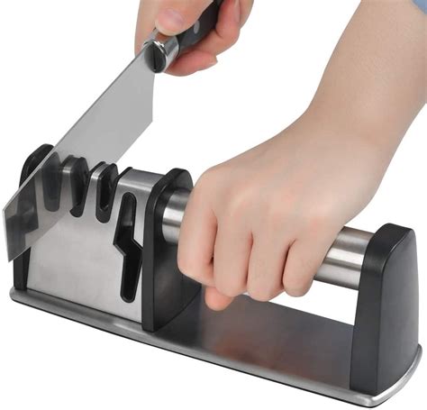 Knife Sharpener for Kitchen, 4 in 1 Knife and Scissors Sharpener, 4 Stages Professional Manual ...