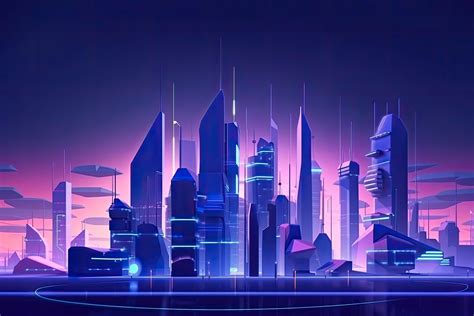 A futuristic city with glowing skyscrapers. 3d rendering, 3d game city futuristic cartoon style ...