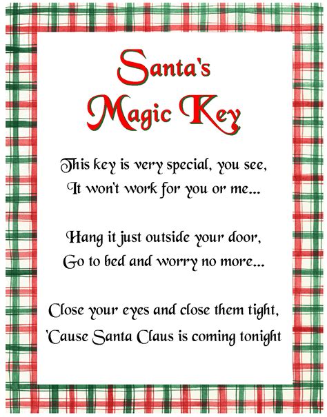 Free Printable Magic Santa Key Poem - FREE PRINTABLE TEMPLATES