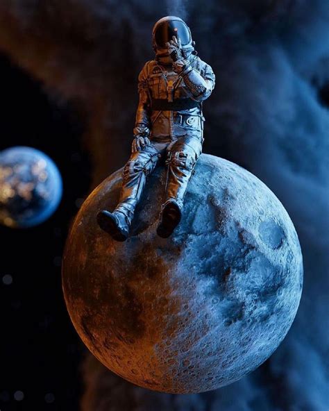 Astronaut sit on moon | Arte espacial, Imagenes de astronautas, Arte