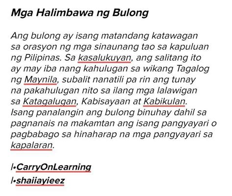 Mga halimbawa ng bulong sa panitikan - Brainly.ph