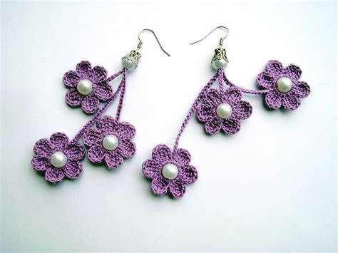 crochet earrings crochet flower earrings crochet jewelry