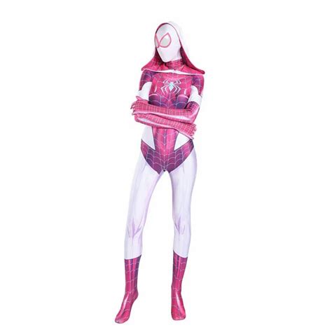 Gwen Stacy Cosplay Costume Into The Spider Verse Gwenom Spandex Fabric ...