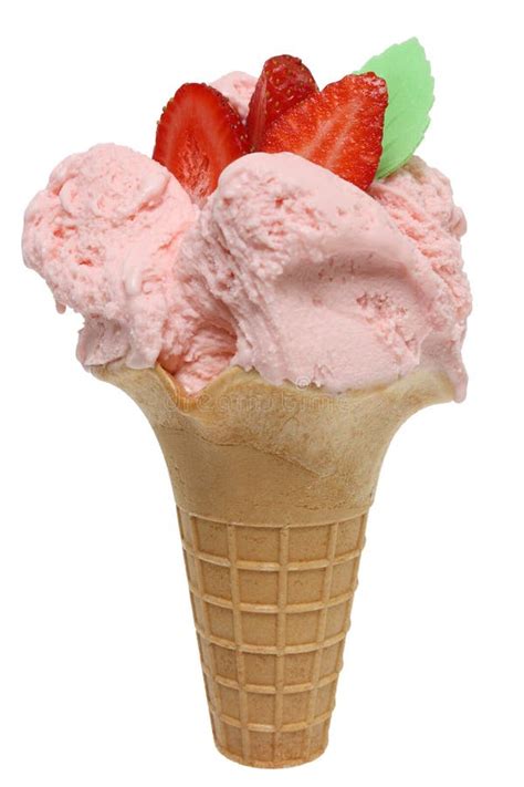 Strawberry ice cream cone stock image. Image of pink - 14456293