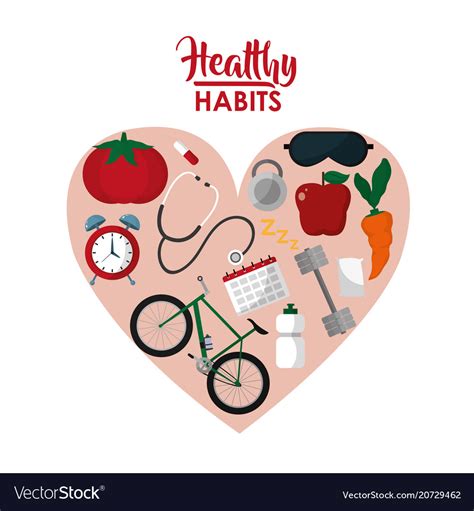 Healthy habits lifestyle concept Royalty Free Vector Image