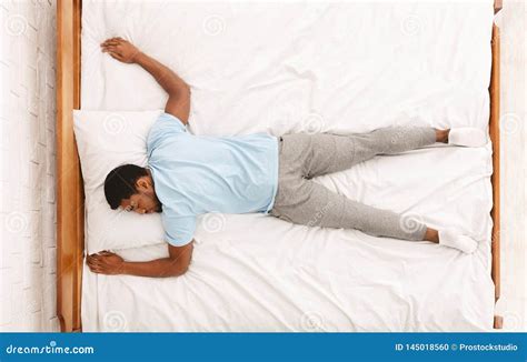 Young African-american Man Sleeping in Bed Top View Stock Photo - Image of person, handsome ...