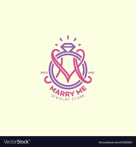 Wedding ring monogram m Royalty Free Vector Image
