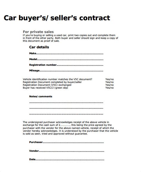 Car Selling Contract - 9+ Examples, Format, Important Things, Pdf