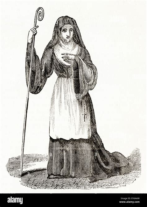 Costume of English Abbess of the medieval period circa 12th century ...