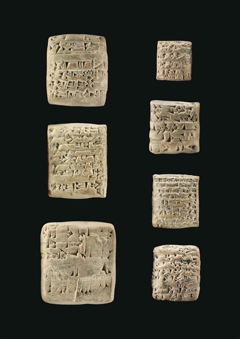 SEVEN SUMERIAN CLAY CUNEIFORM TABLETS