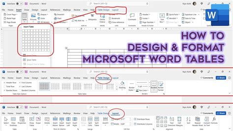 How To Design and Format Tables in Microsoft Word Tutorial - Lesson 9 ...