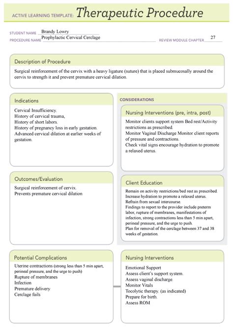 Prophylactic Cervical Cerclage - ALT Therapeutic Procedure (editable) - Remain on activity - Studocu