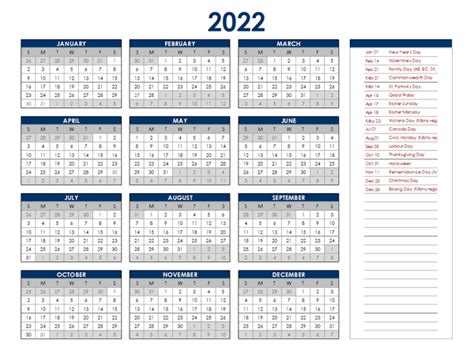 2022 Canada Calendar With Holidays | Images and Photos finder