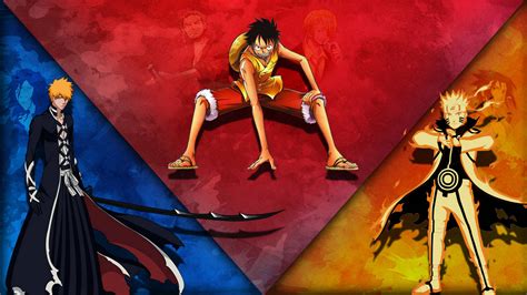 Luffy, Ichigo, and Naruto Wallpaper by Mazaroh on DeviantArt