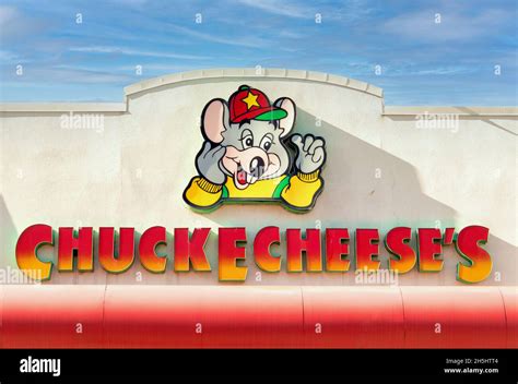 Entrance sign to a Chuck E. Cheese restaurant and entertainment business in Toronto, Canada.Nov ...