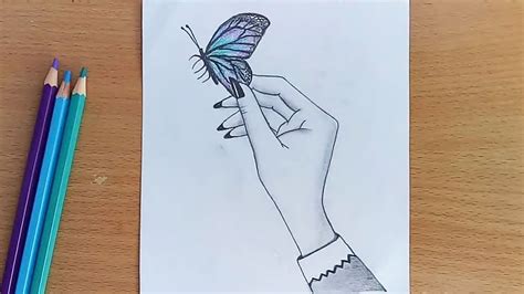 Hand Pencil Art Butterfly Drawing - Draw-log