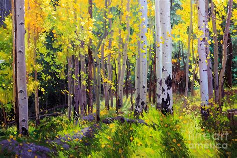 Fall Aspen Forest Painting by Gary Kim