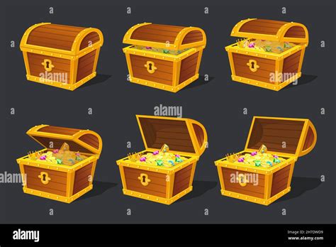 Treasures chest animation. Treasure box animated frames, golden ...