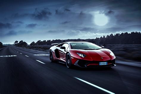 Red Lamborghini Aventador Moon Night, HD Cars, 4k Wallpapers, Images, Backgrounds, Photos and ...