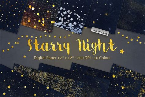 Starry Night Digital Paper - Design Cuts