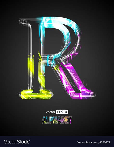 Vector Design Light Effect Alphabet. Letter R on a Black Background. Download a Free Preview or ...