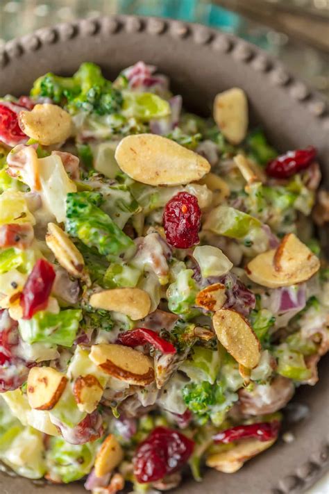 Cranberry Almond Charred Broccoli Salad with Bacon