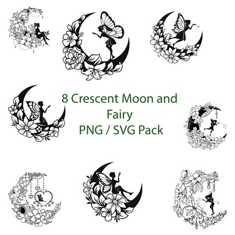 Crescent Moon and Fairy PNG/SVG Pack - Etsy