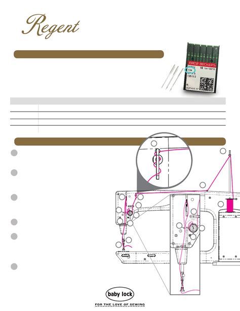 User manual Baby Lock Regent (English - 2 pages)